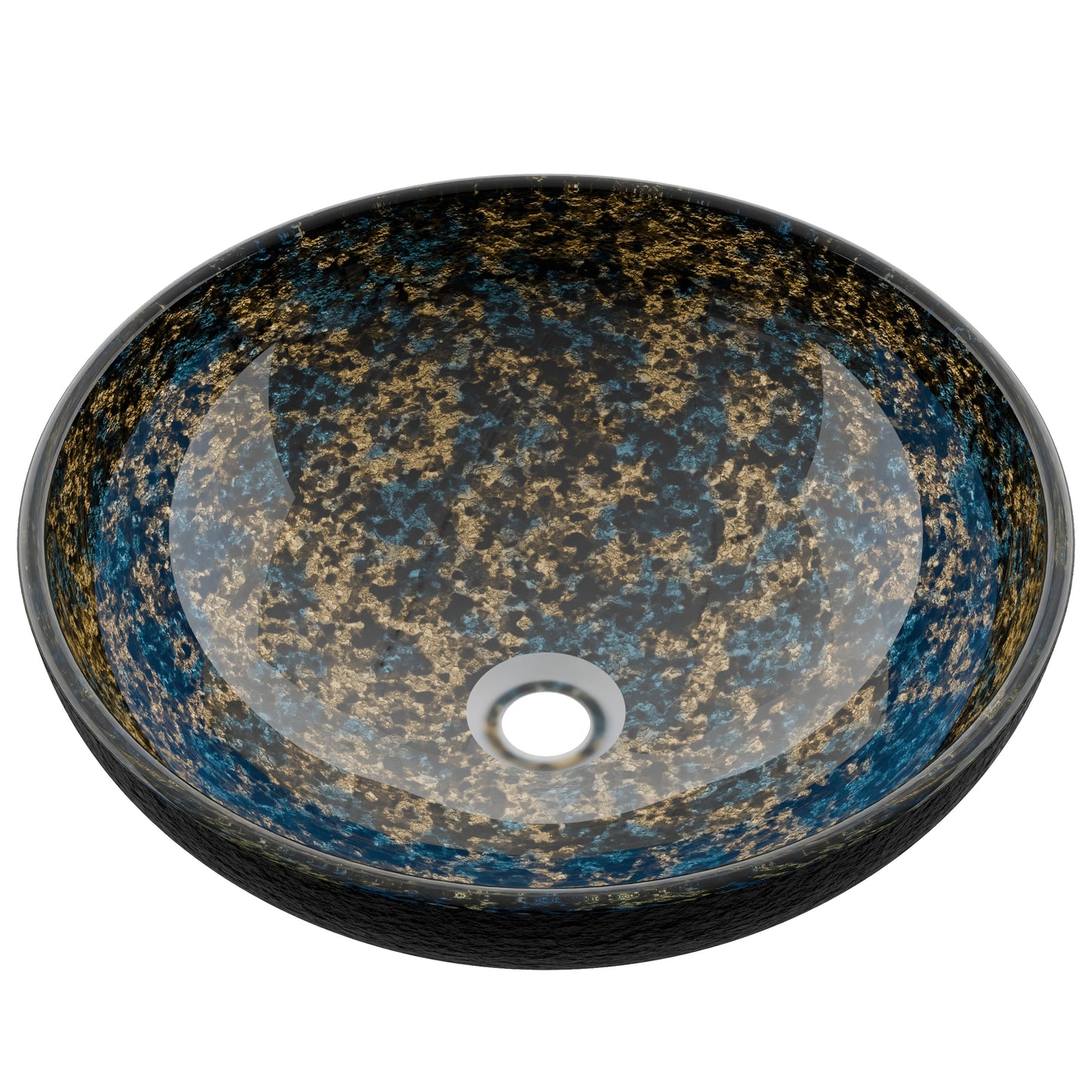 Hand Painted Azure Glass Vessel Bath Sink NOHP-G031-16