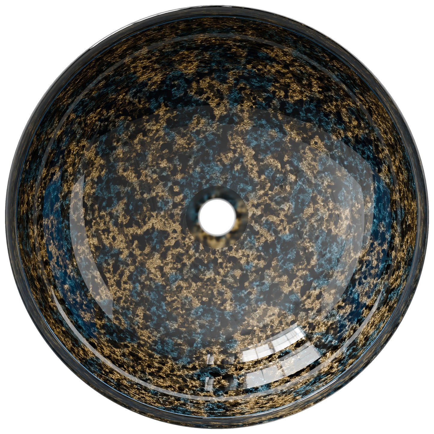 Hand Painted Azure Glass Vessel Bath Sink NOHP-G031-16