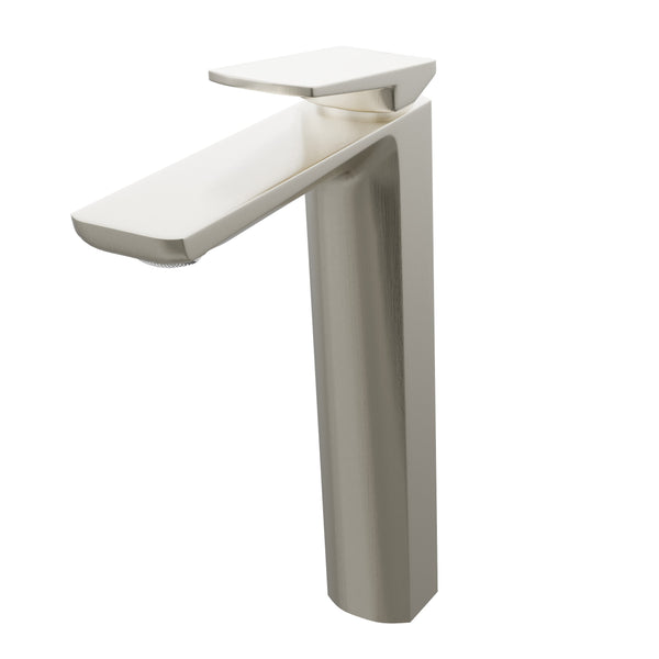 Three-quarter view of Novatto Thix Modern single hole vessel bathroom faucet from the NBF-005 series, with sleek contemporary design.