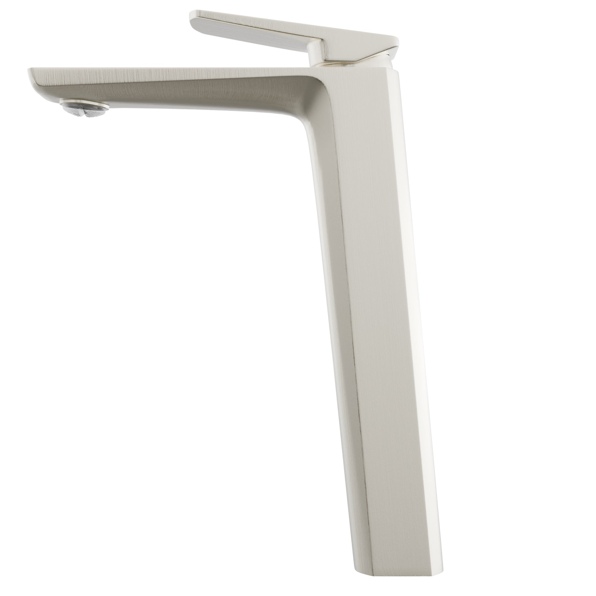 Side view of Novatto Thix Modern Single Hole Vessel Bathroom Faucet from the NBF-005 series, showcasing sleek chrome finish and contemporary design.