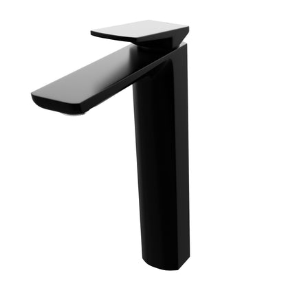 Modern Novatto Thix single-hole vessel bathroom faucet from the NBF-005 series, shown in three-quarter view with sleek chrome finish.