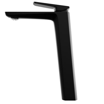 Side view of Novatto Thix Modern single hole vessel bathroom faucet from the NBF-005 series, featuring sleek chrome finish and contemporary design.