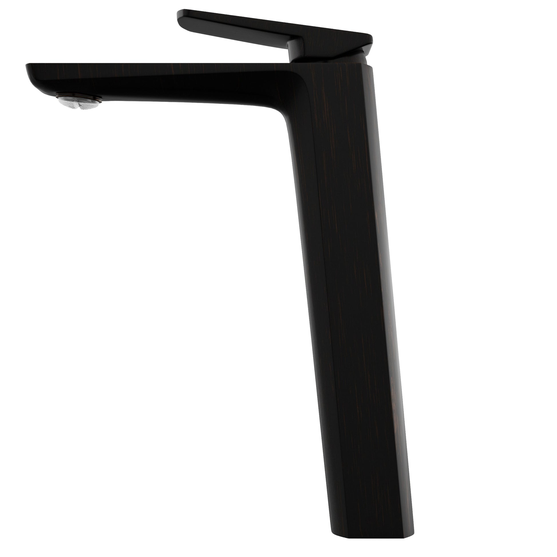 Side view of Novatto Thix Modern single hole vessel bathroom faucet from the NBF-005 series in oil-rubbed bronze finish.