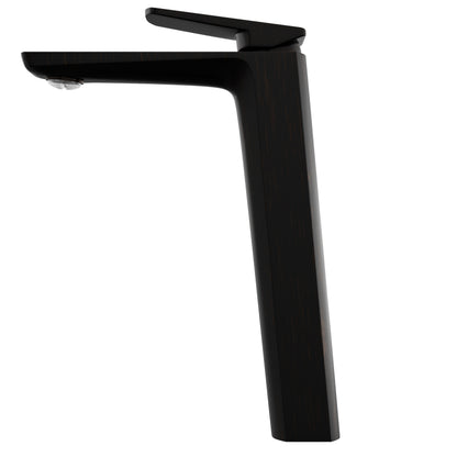 Side view of Novatto Thix Modern single hole vessel bathroom faucet from the NBF-005 series in oil-rubbed bronze finish.