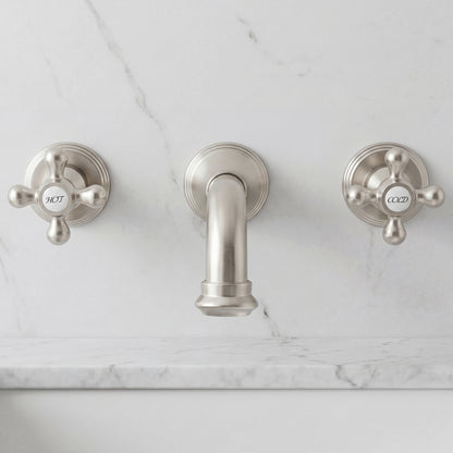 Ria Two Handle Brushed Nickel Wall Mount Bathroom Faucet, NBF-W03BN
