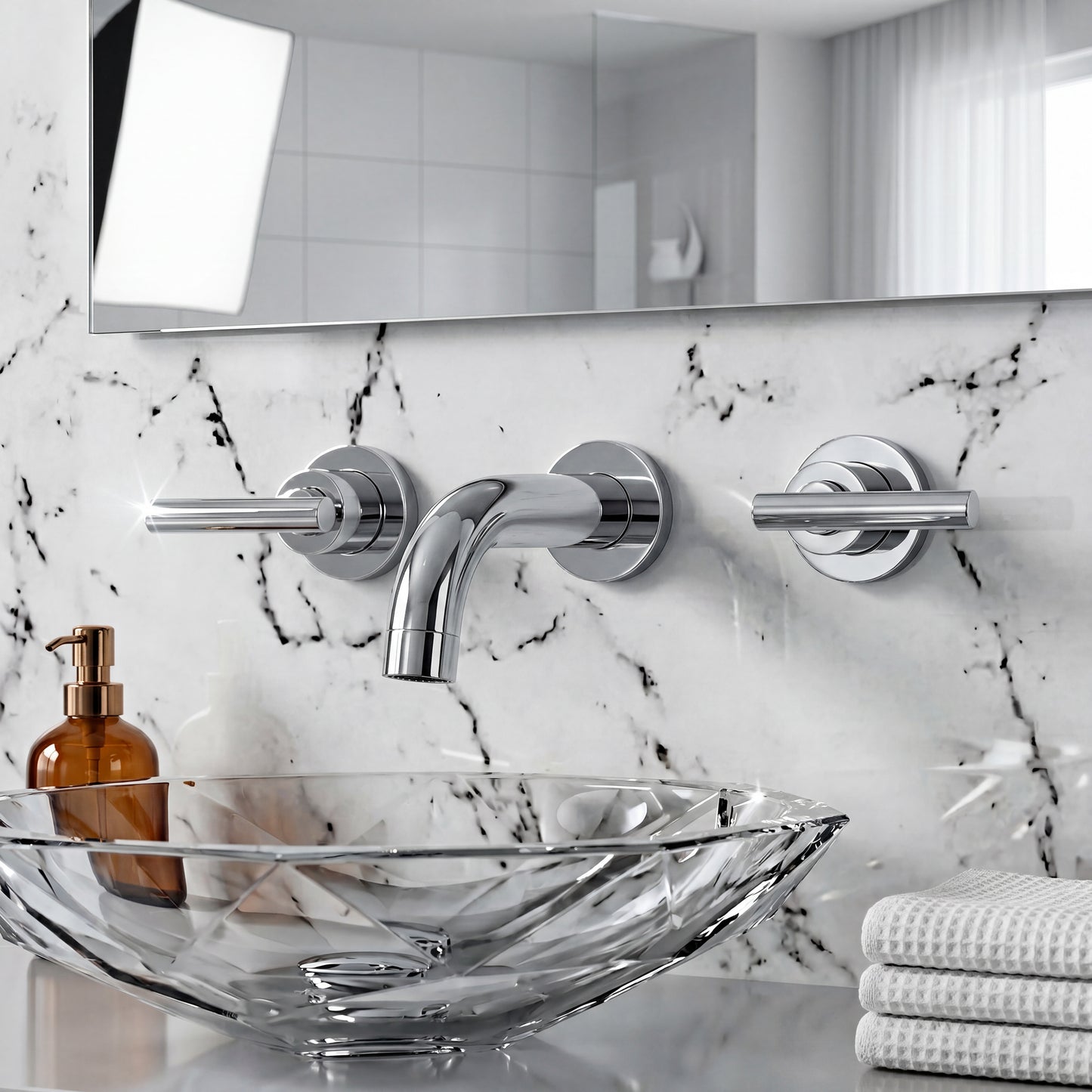Kennedy Two Handle Wall Mount Bathroom Faucet Series, NBF-W04