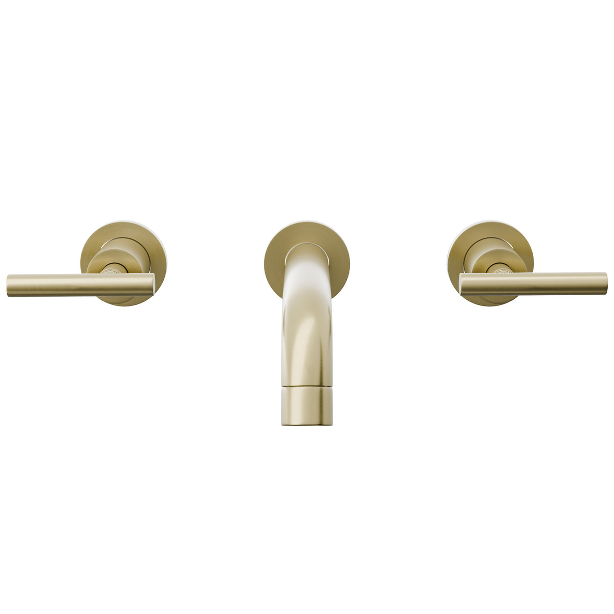 Modern Novatto Kennedy two-handle wall mount bathroom faucet with sleek design, shown from front view.