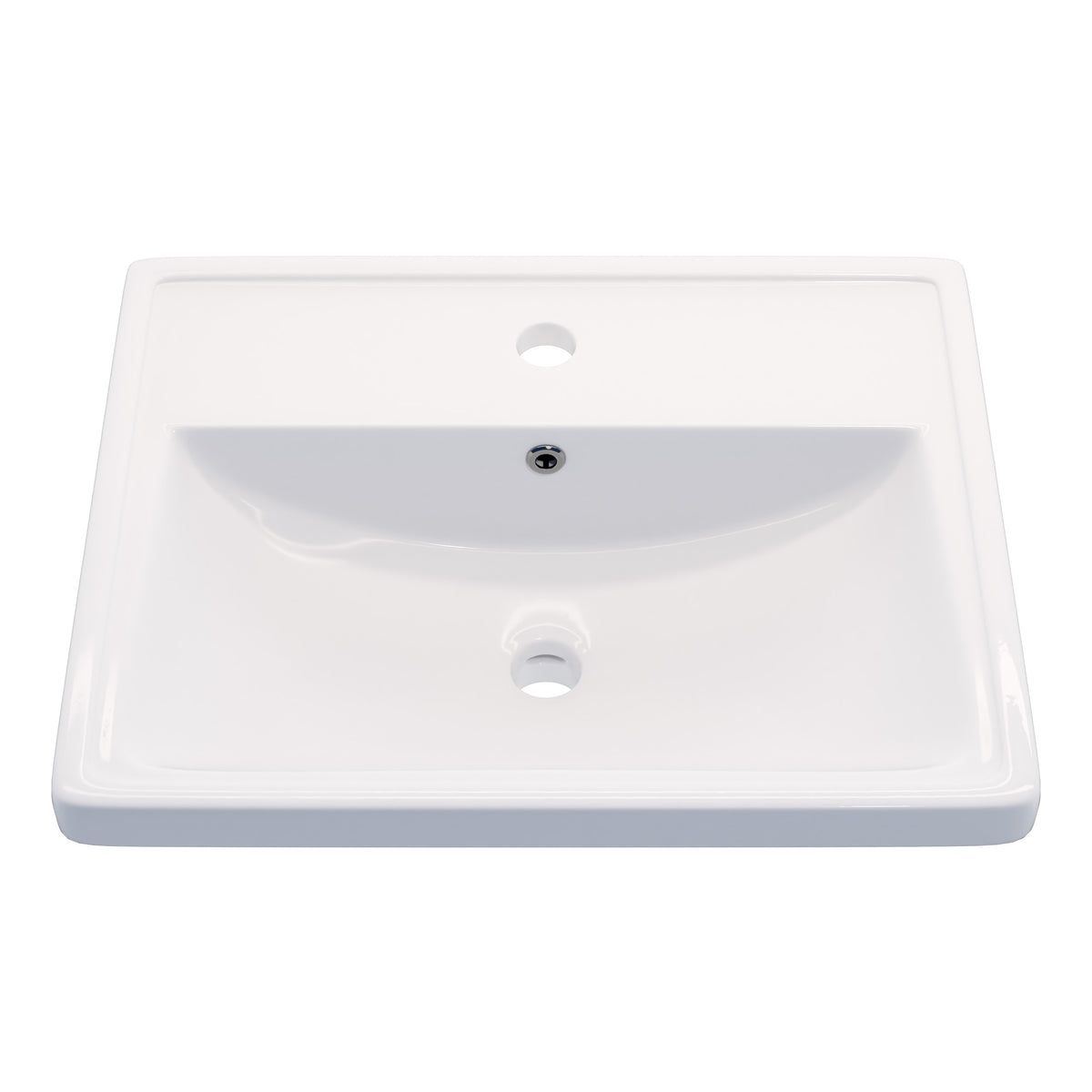 Rectangular Drop-in White Porcelain Sink with Faucet Hole and Overflow, NBP-DI251016