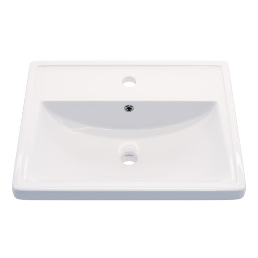 Rectangular Drop-in White Porcelain Sink with Faucet Hole and Overflow, NBP-DI251016-O