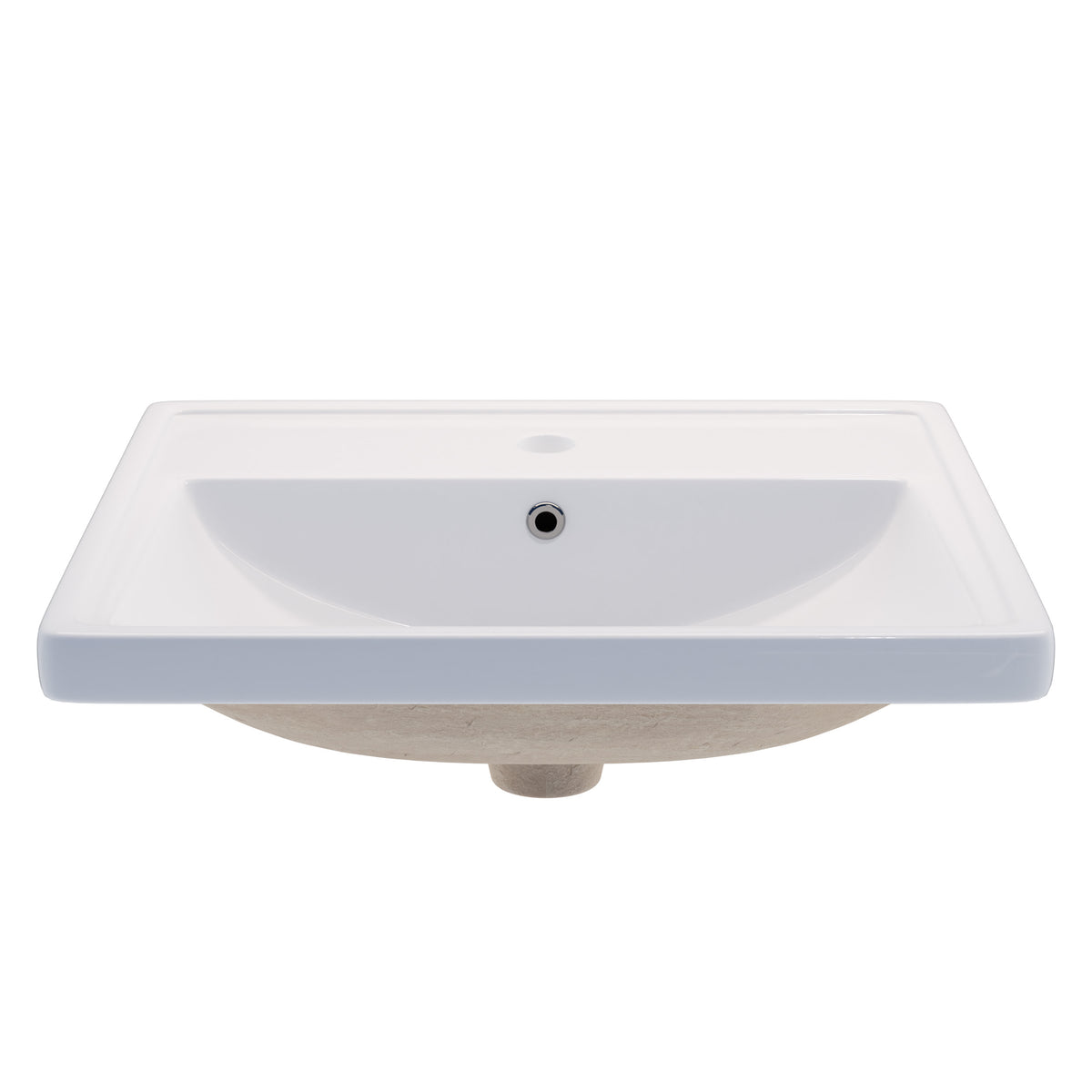 Rectangular Drop-in White Porcelain Sink with Faucet Hole and Overflow, NBP-DI251016