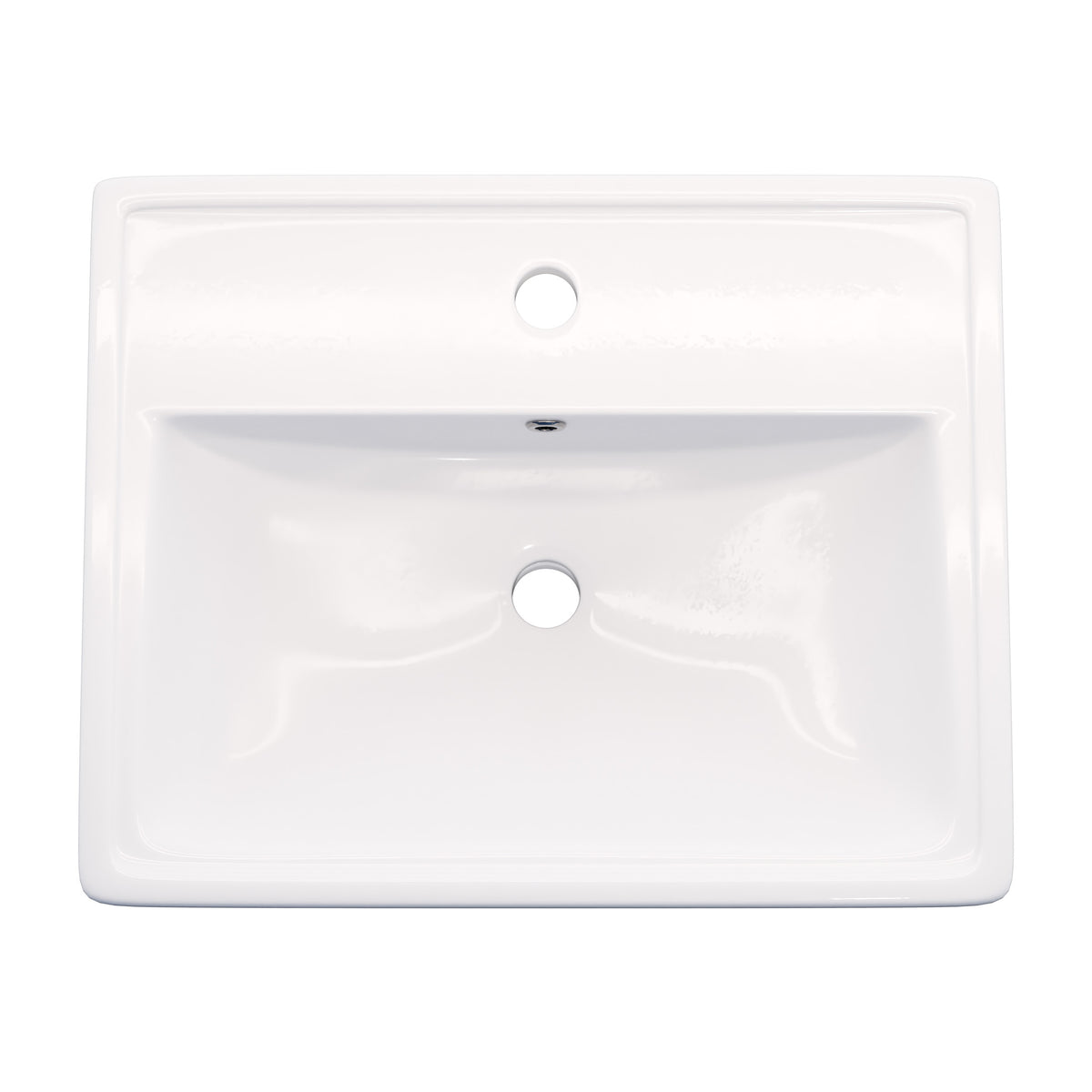 Rectangular Drop-in White Porcelain Sink with Faucet Hole and Overflow, NBP-DI251016