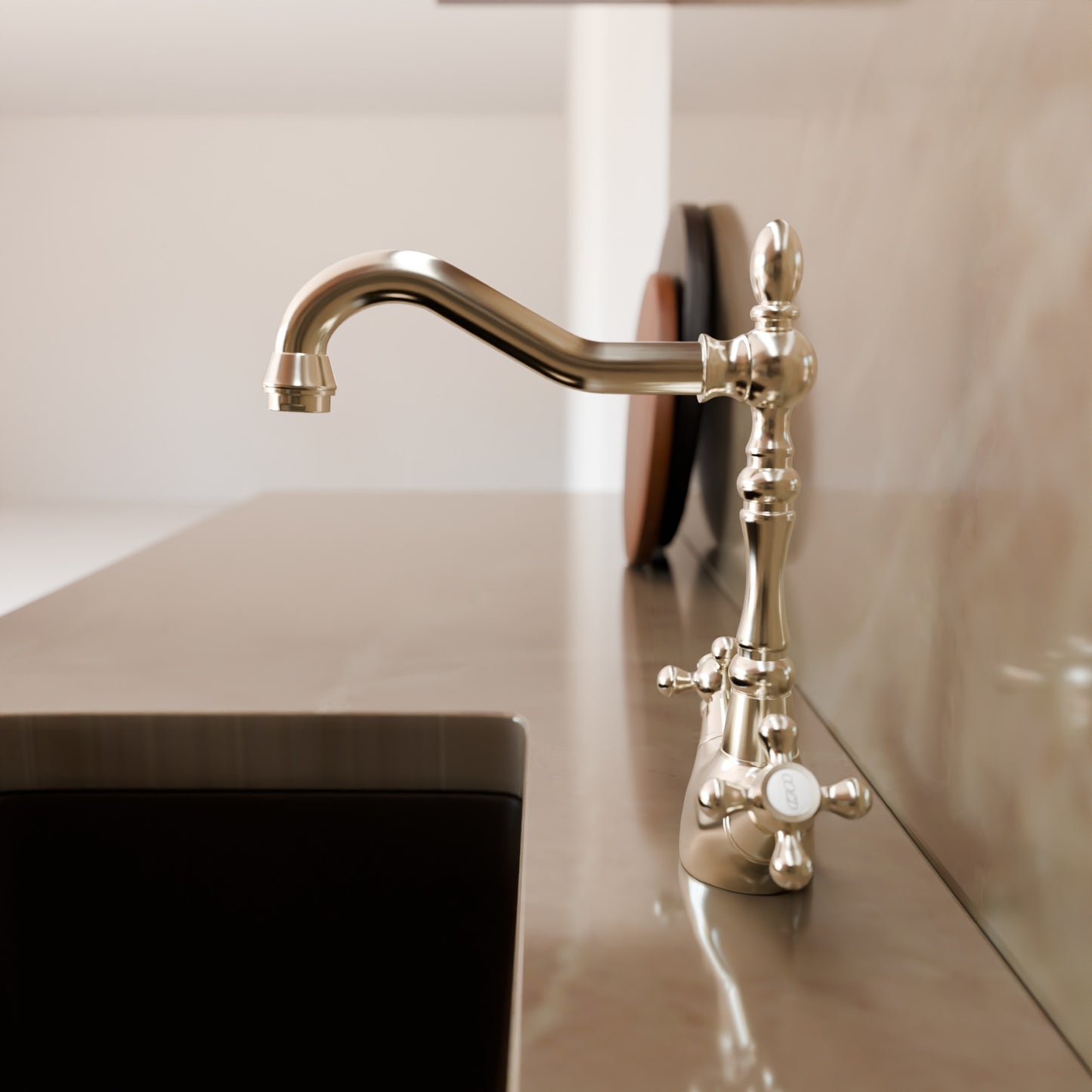 The Kay Duhbul Double Handle Traditional Swivel Bar Faucet Series, NBPF-146