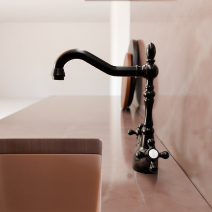 The Kay Duhbul Double Handle Traditional Swivel Bar Faucet Series, NBPF-146