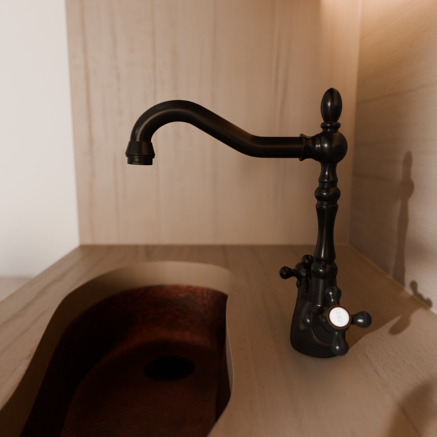 The Kay Duhbul Double Handle Traditional Swivel Bar Faucet Series, NBPF-146