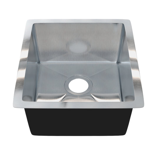 Stainless steel bar sink by Novatto, 16 x 18 inches, with smooth surface and deep basin, ideal for bar and prep areas