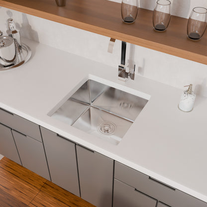 Stainless Steel Square Bar and Prep Sink, 18 x 18-inches, NBSS-R1018188
