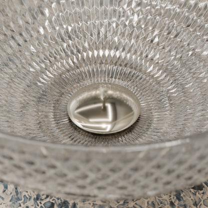 Modern Novatto Cristallo Diamond Clear Crystal Glass Vessel Bathroom Sink with round shape and smooth, transparent surface.