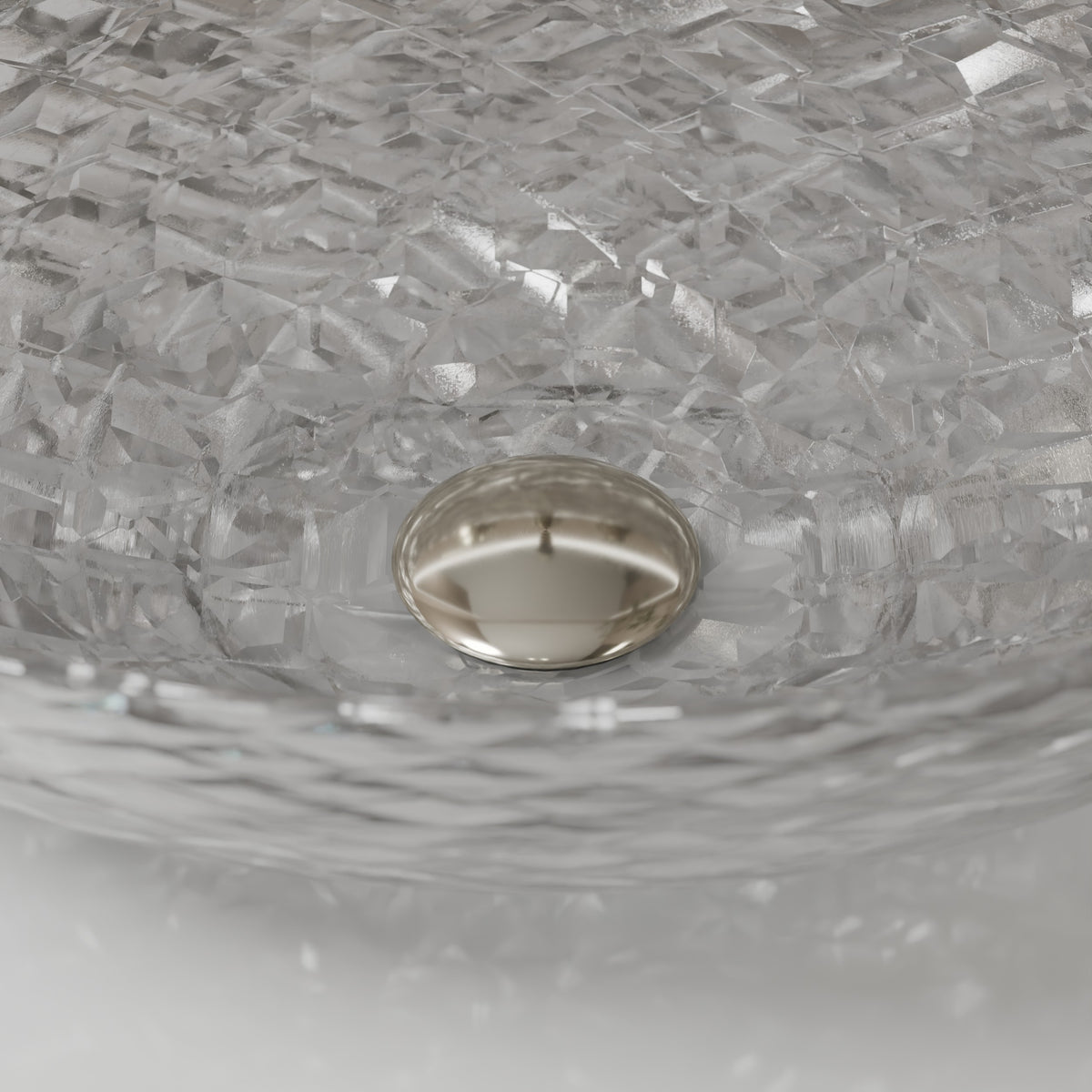 Modern Novatto Ostrica diamond crystal clear glass oval bathroom sink with sleek design and smooth surface.