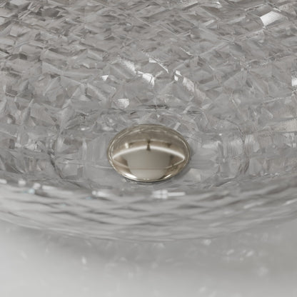 Modern Novatto Ostrica diamond crystal clear glass oval bathroom sink with sleek design and smooth surface.
