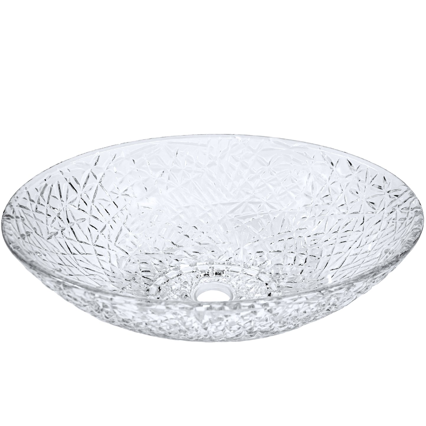 Ostrica Diamond Crystal Clear Glass Vessel Oval Bathroom Sink NCG-2412