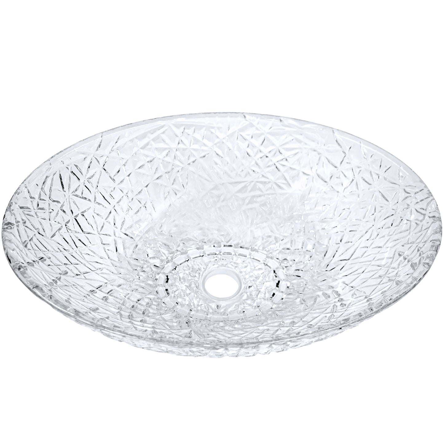 Ostrica Diamond Crystal Clear Glass Vessel Oval Bathroom Sink NCG-2412