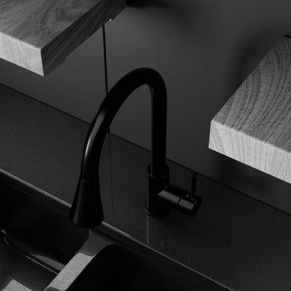 Dual Action Single-Handle Pull-Down Sprayer Kitchen Faucet w/ Deck Plate, NKF-H14