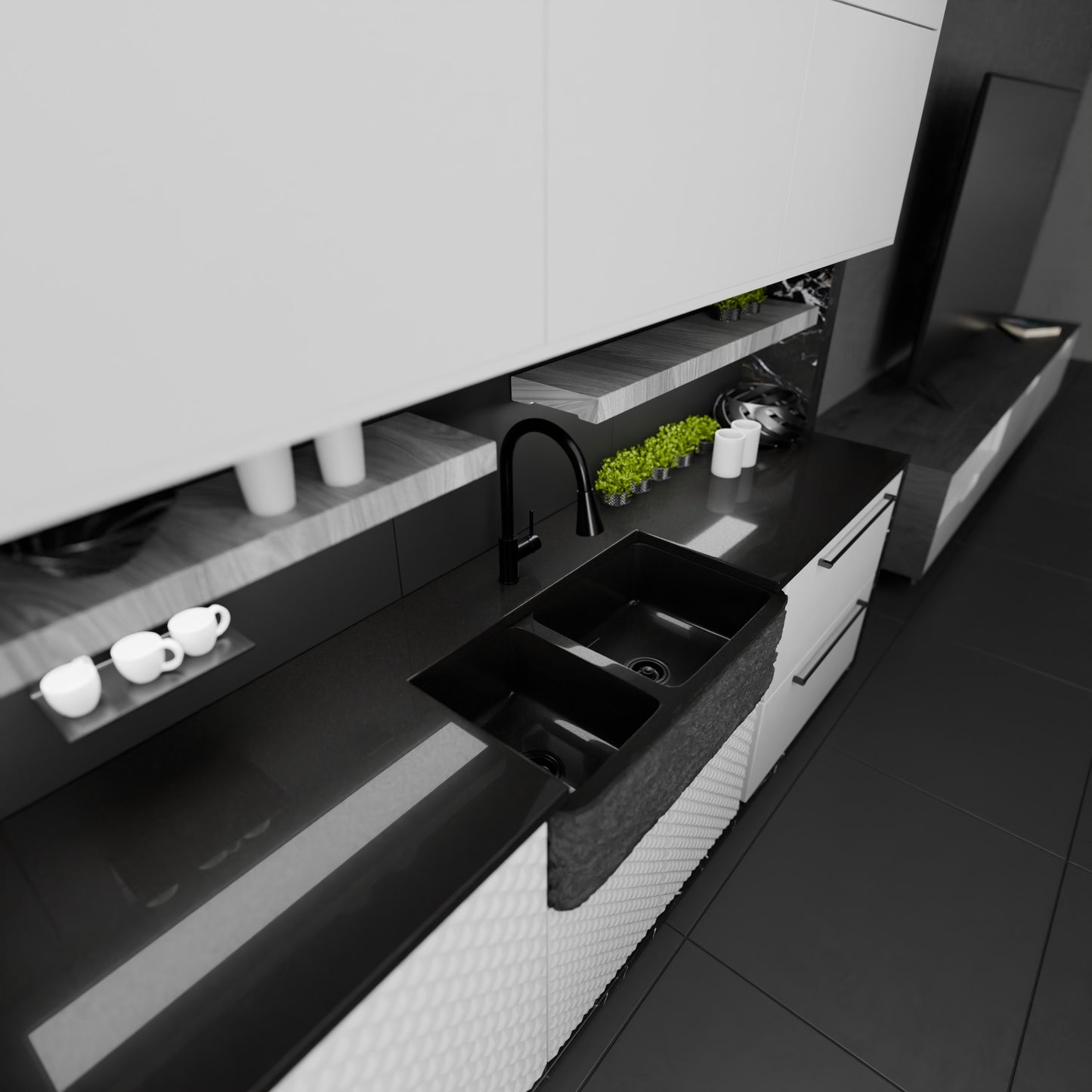 Dual Action Single-Handle Pull-Down Sprayer Kitchen Faucet w/ Deck Plate, NKF-H14