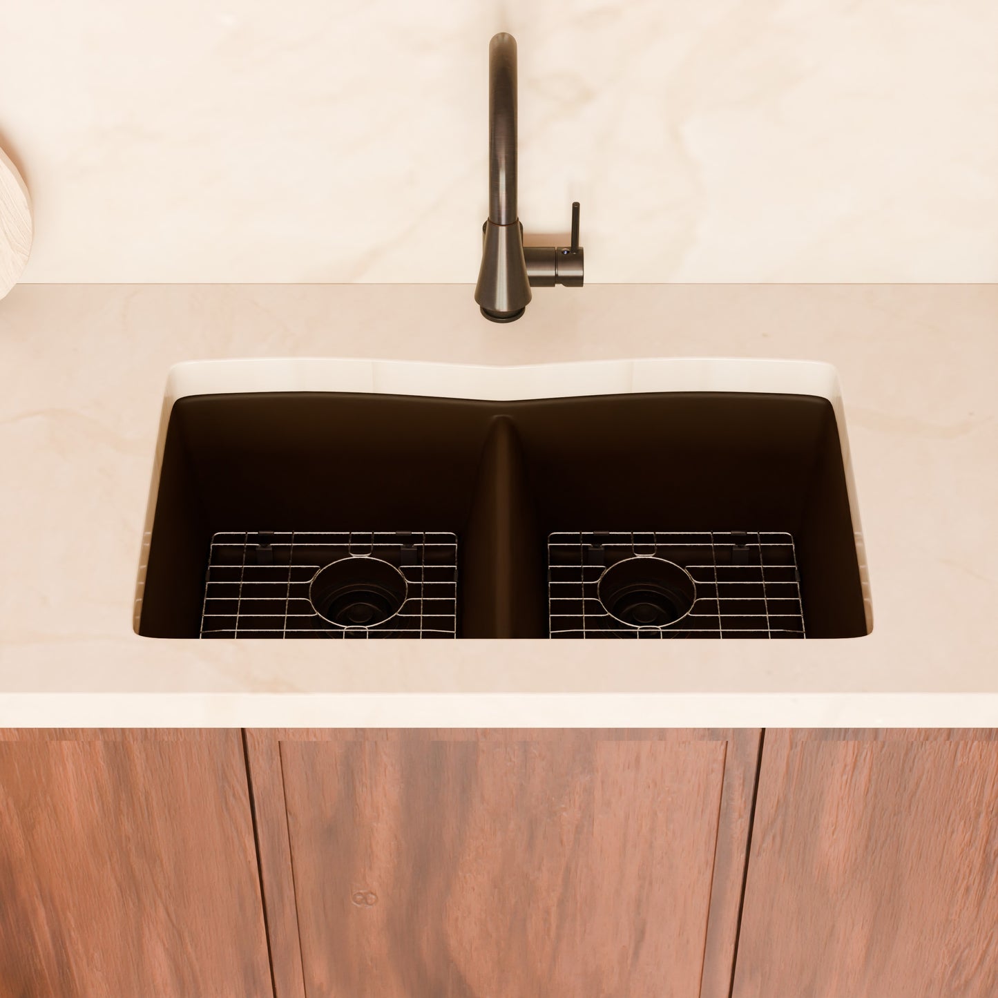 Double Bowl Undermount Granite Composite Sink in Expresso - NKGC-5050UND-EX