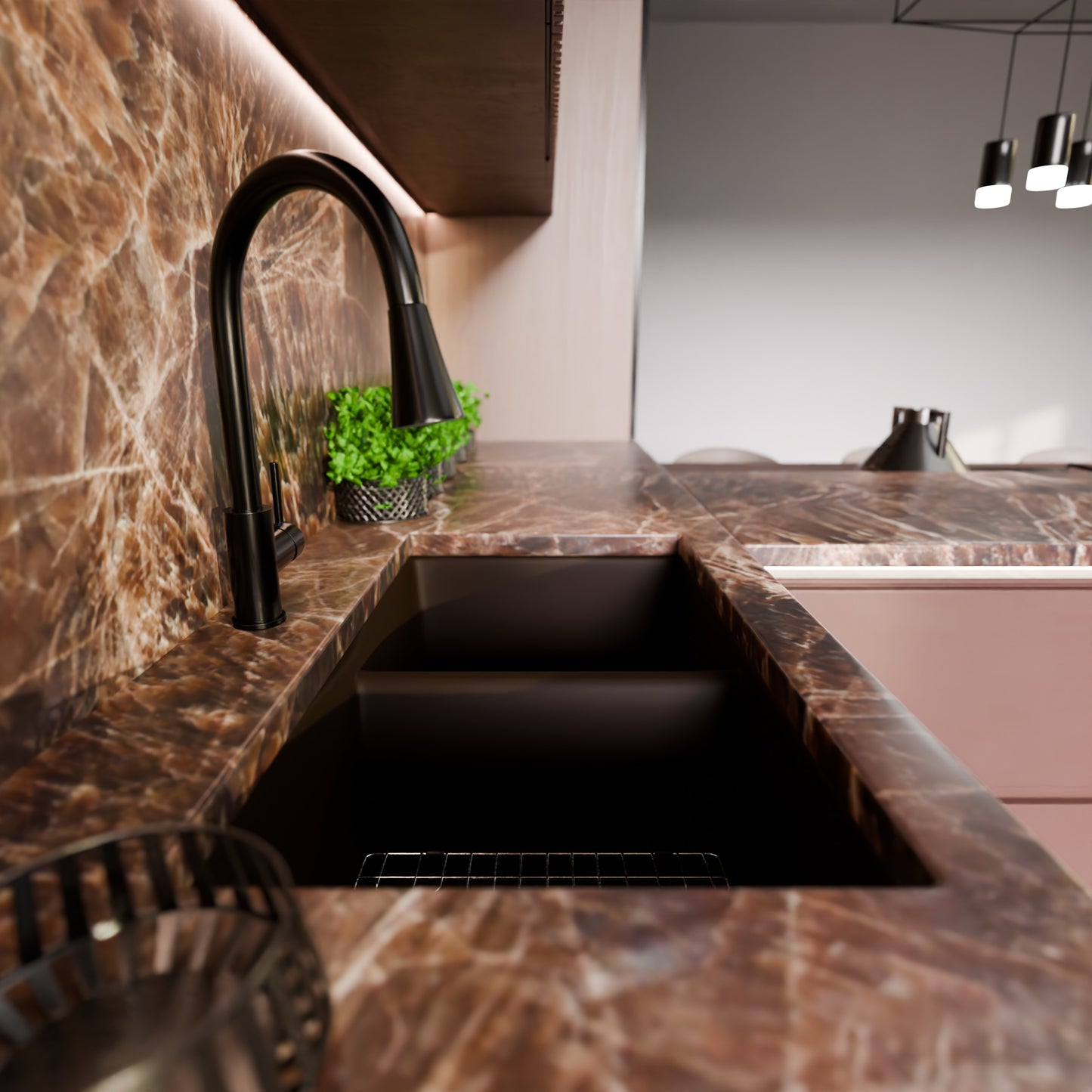 Double Bowl Undermount Granite Composite Sink in Expresso - NKGC-5050UND-EX