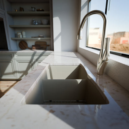 Double Bowl Undermount Granite Composite Sink in Sand - NKGC-5050UND-SA