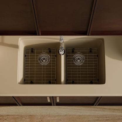 Double Bowl Undermount Granite Composite Sink in Sand - NKGC-5050UND-SA