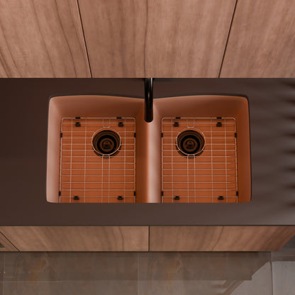 Double Bowl Undermount Granite Composite Sink in Wheat - NKGC-5050UND-WHE