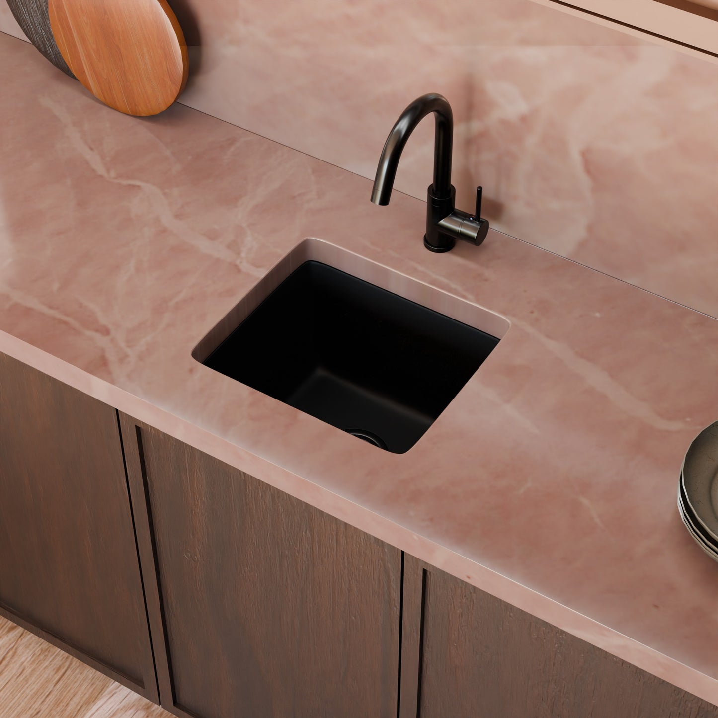 BAJA 18" x 16" Granite Composite Bar Sink in Absolute Black - NKGC-SBBAR-AB