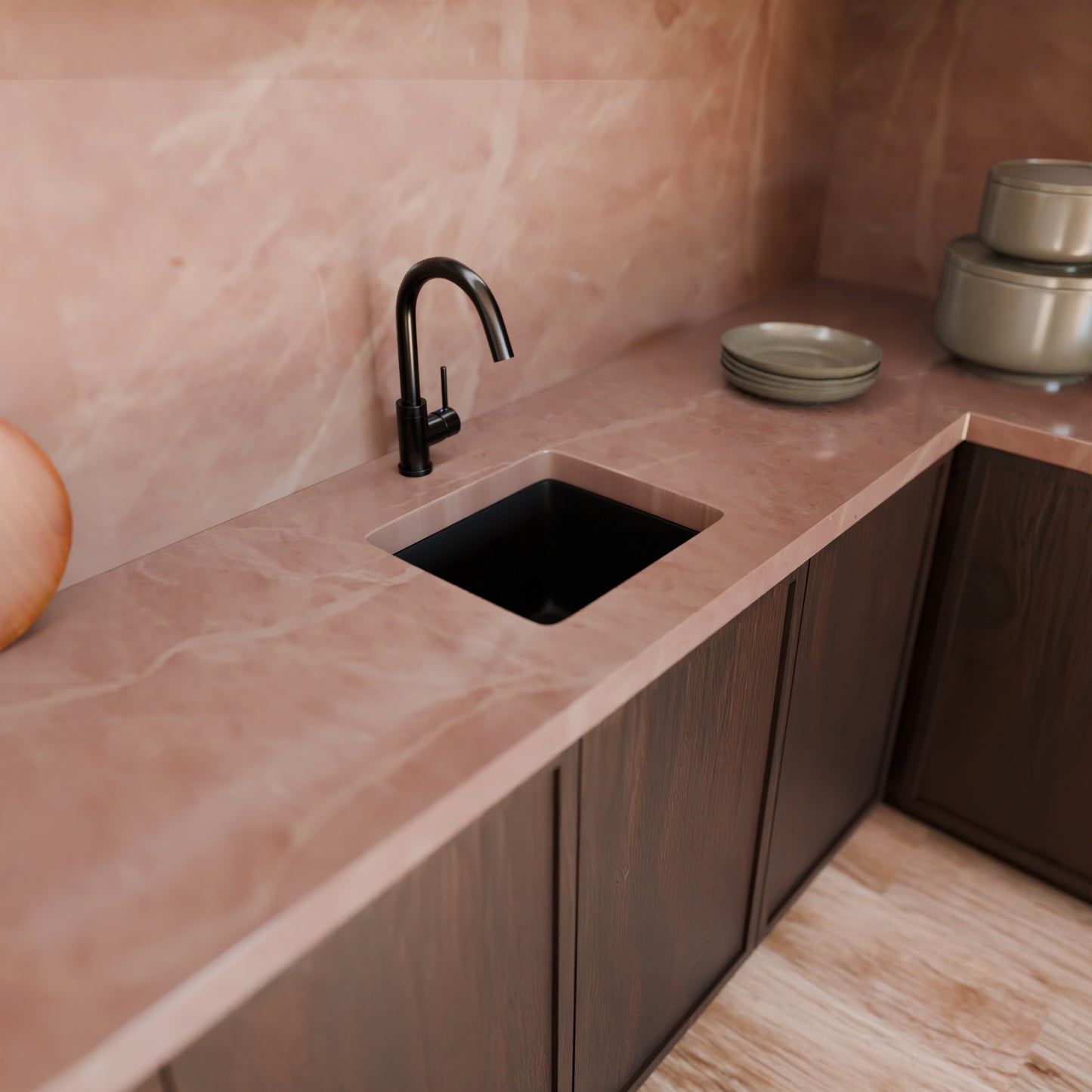 BAJA 18" x 16" Granite Composite Bar Sink in Absolute Black - NKGC-SBBAR-AB