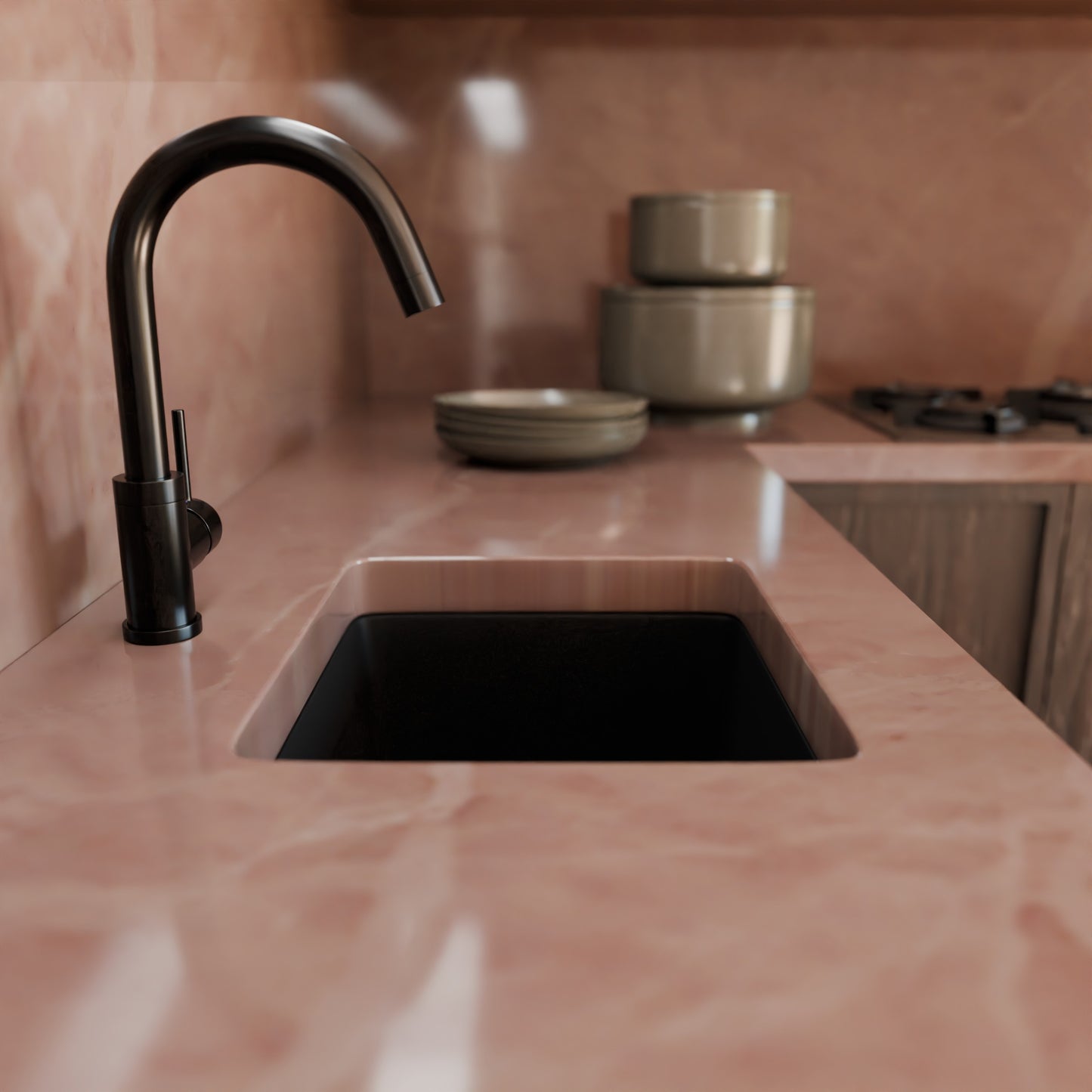 BAJA 18" x 16" Granite Composite Bar Sink in Absolute Black - NKGC-SBBAR-AB