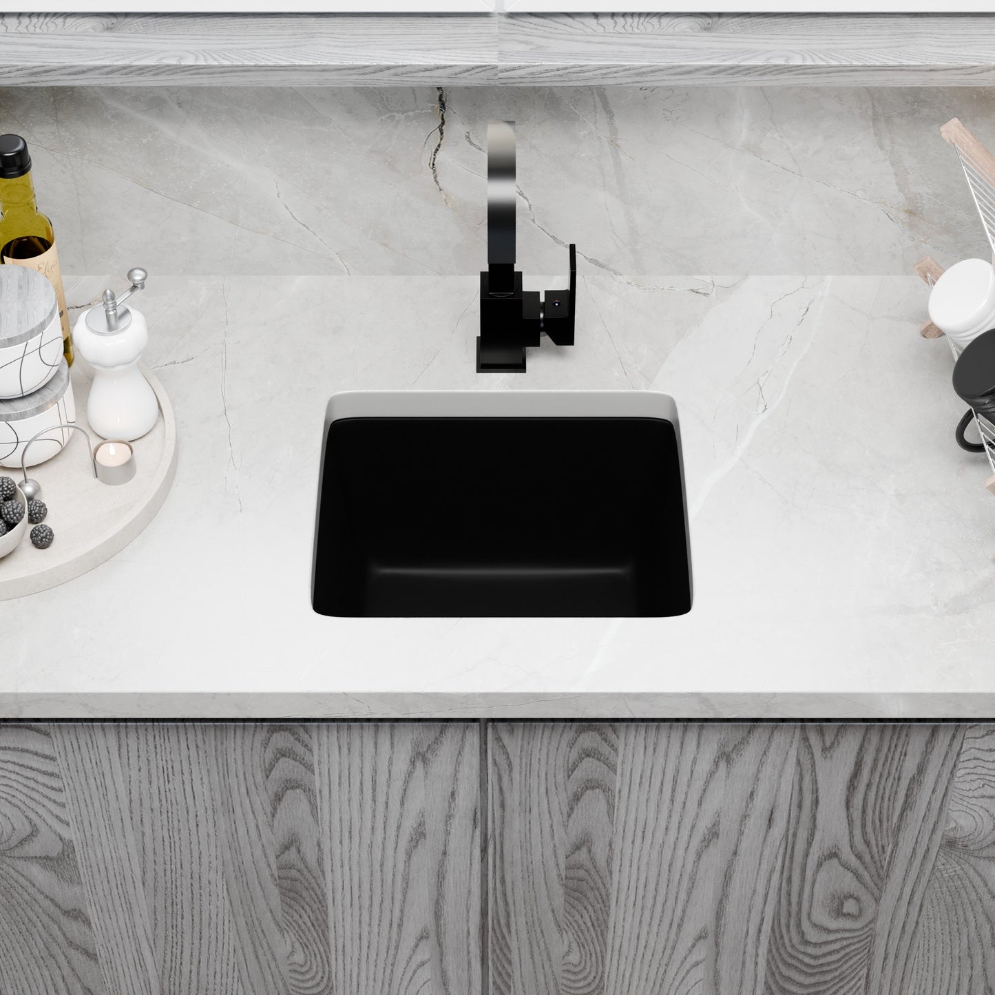 BAJA 18" x 16" Granite Composite Bar Sink in Absolute Black - NKGC-SBBAR-AB