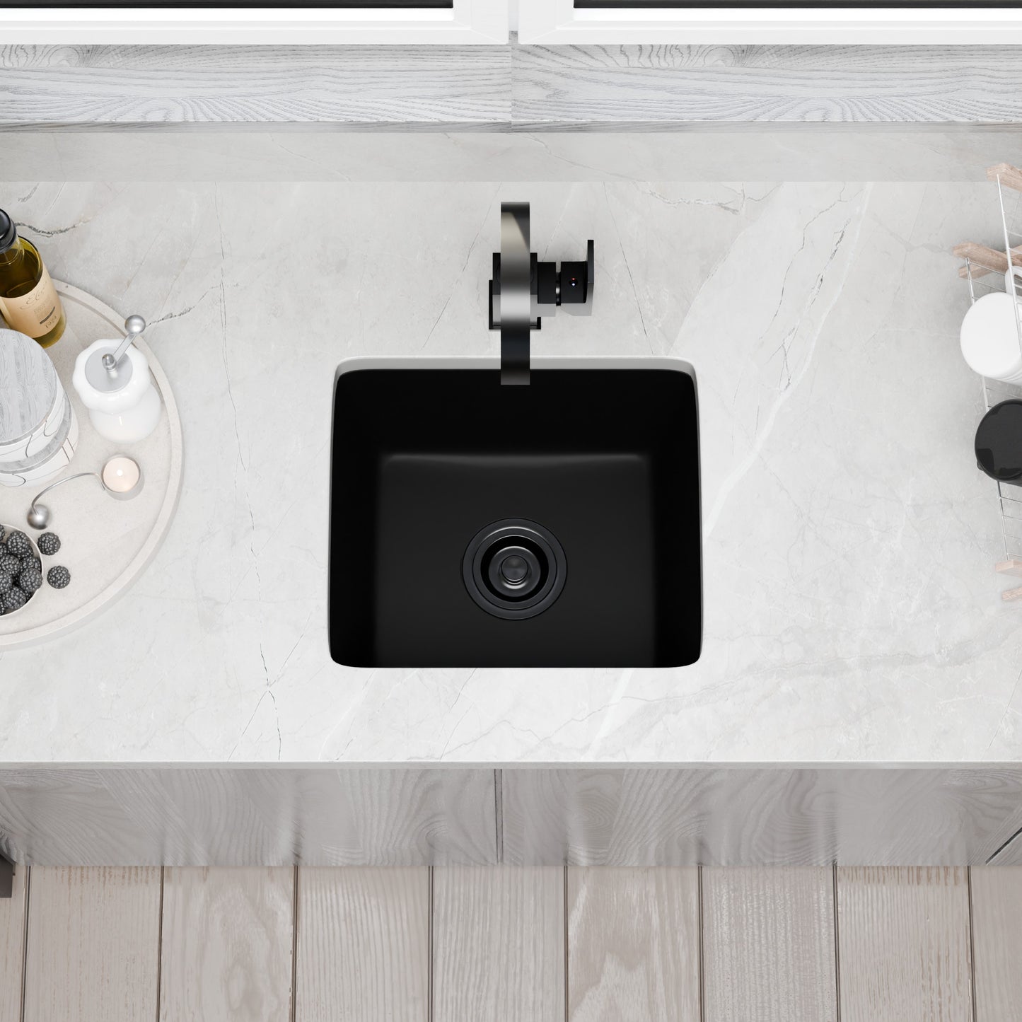 BAJA 18" x 16" Granite Composite Bar Sink in Absolute Black - NKGC-SBBAR-AB