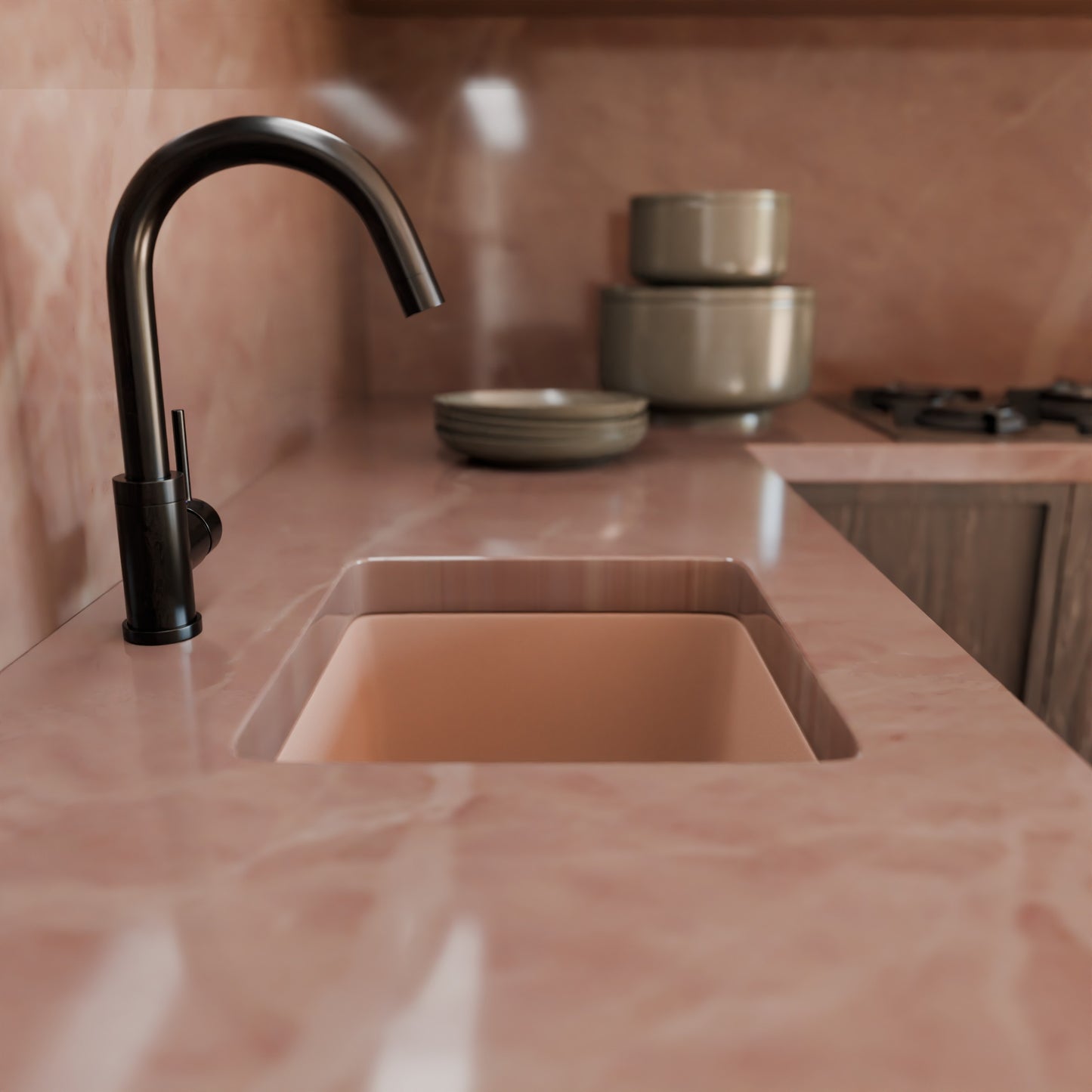 BAJA 18" x 16" Granite Composite Bar Sink in Wheat - NKGC-SBBAR-WHE