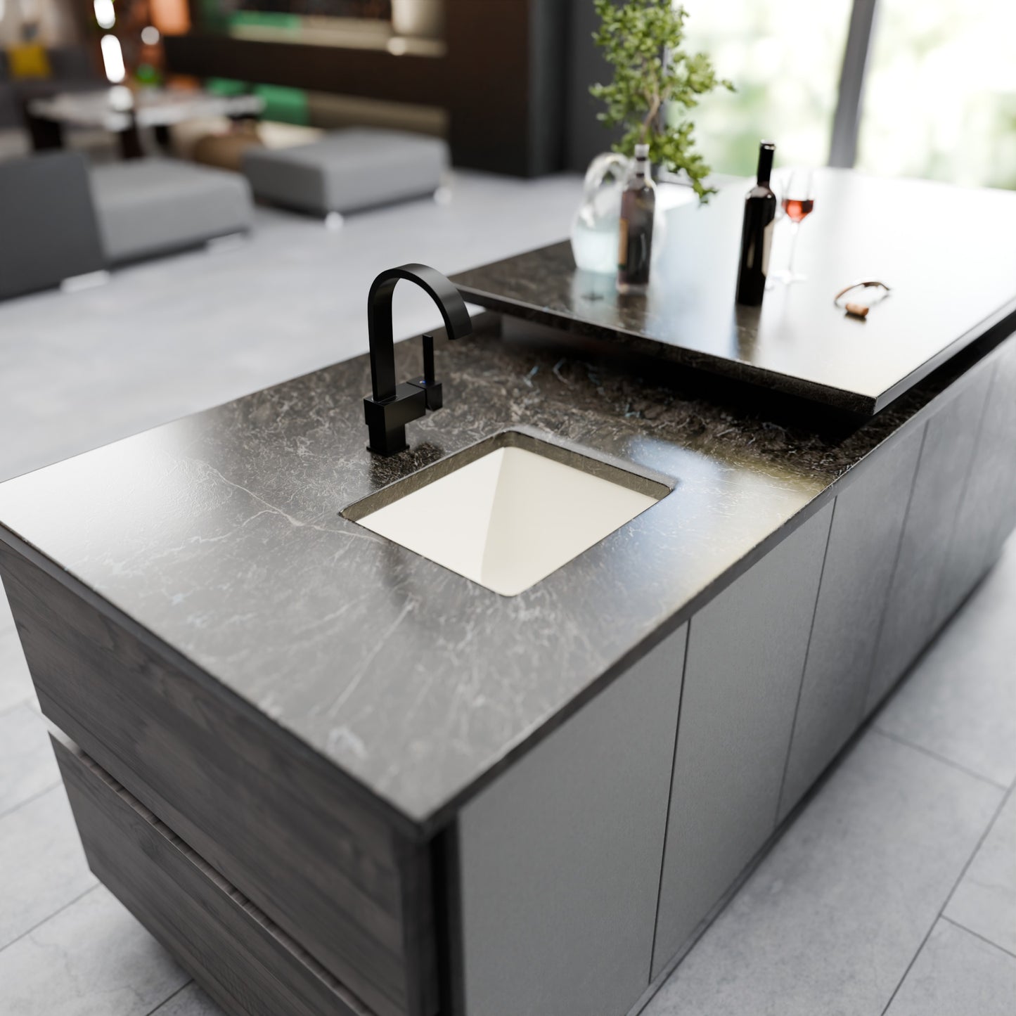 BAJA 18" x 16" Granite Composite Bar Sink in White - NKGC-SBBAR-WHI