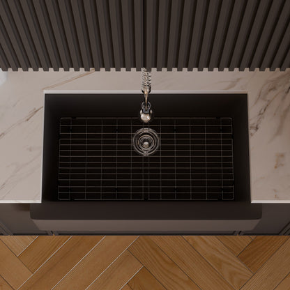 Single Bowl Farmhouse Granite Composite Sink in Ash - NKGC-SBFARM-AS