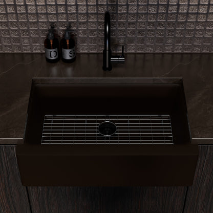 Single Bowl Farmhouse Granite Composite Sink in Expresso - NKGC-SBFARM-EX