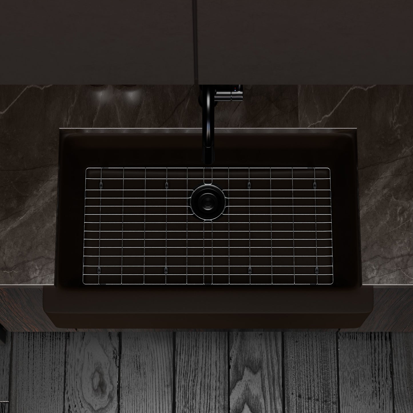 Single Bowl Farmhouse Granite Composite Sink in Expresso - NKGC-SBFARM-EX