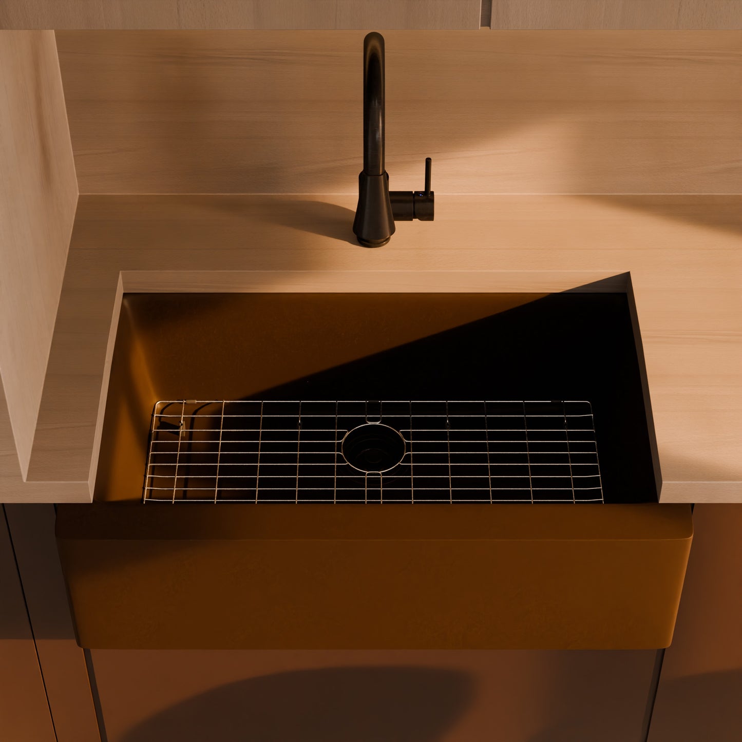 Single Bowl Farmhouse Granite Composite Sink in Expresso - NKGC-SBFARM-EX