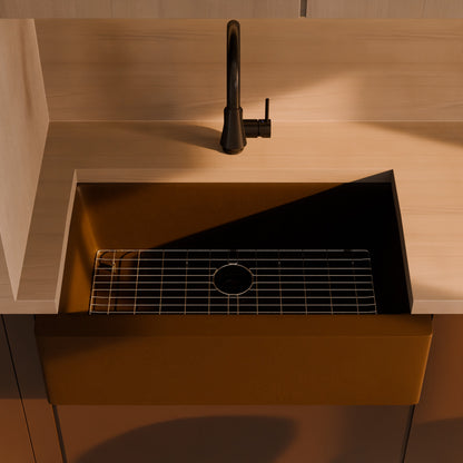 Single Bowl Farmhouse Granite Composite Sink in Expresso - NKGC-SBFARM-EX