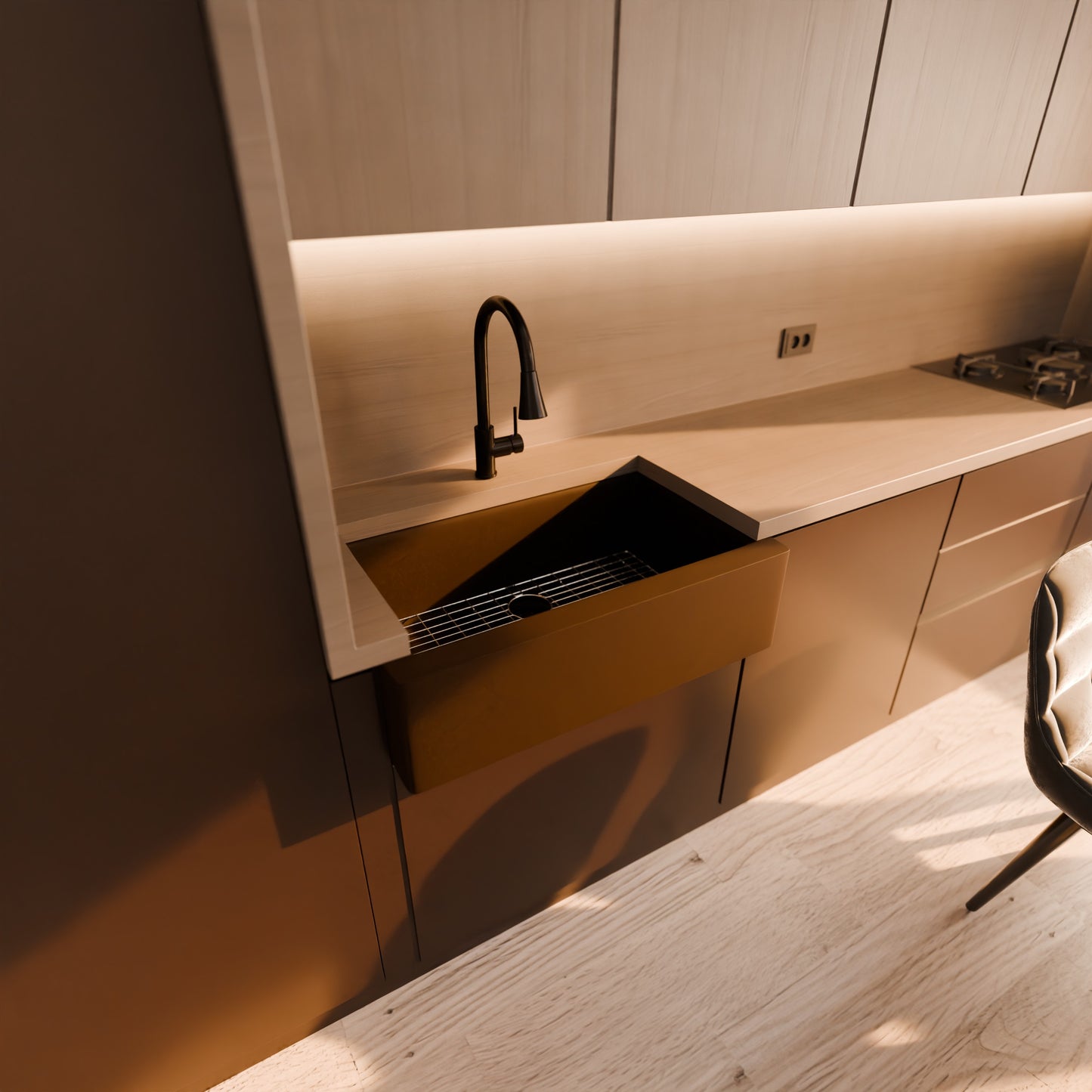 Single Bowl Farmhouse Granite Composite Sink in Expresso - NKGC-SBFARM-EX