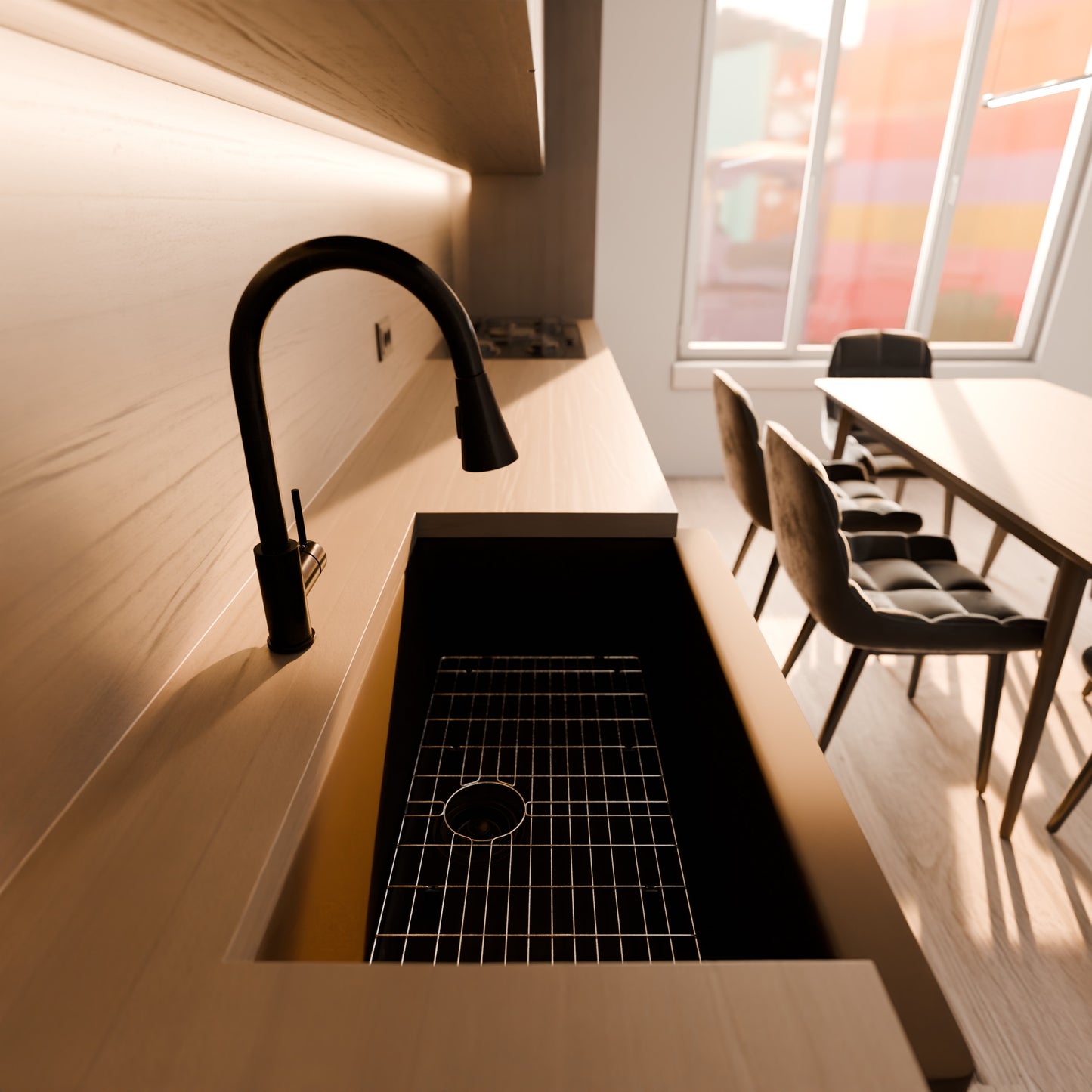 Single Bowl Farmhouse Granite Composite Sink in Expresso - NKGC-SBFARM-EX