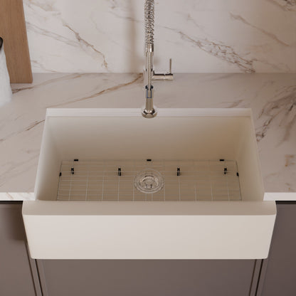 Single Bowl Farmhouse Granite Composite Sink in Striking White - NKGC-SBFARM-WHI