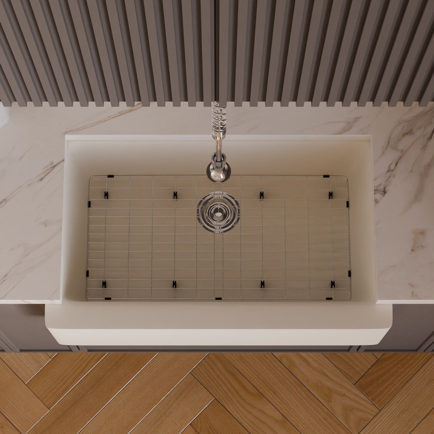 Single Bowl Farmhouse Granite Composite Sink in Striking White - NKGC-SBFARM-WHI