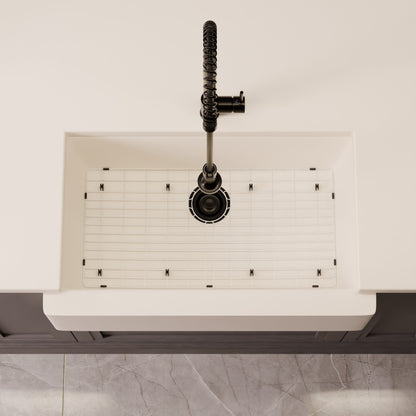 Single Bowl Farmhouse Granite Composite Sink in Striking White - NKGC-SBFARM-WHI