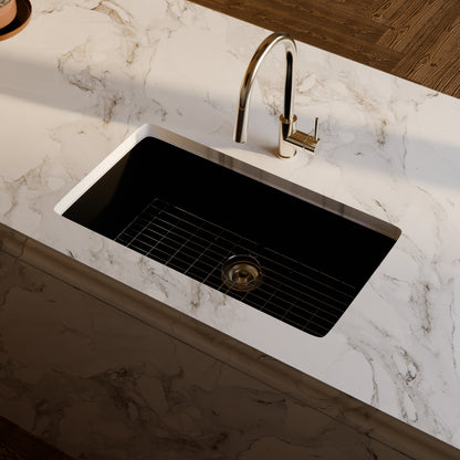 Single Bowl Undermount Granite Composite Sink in Absolute Black - NKGC-SBUND-AB